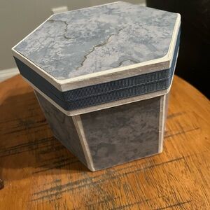 Hexagonal Blue and Gray Decorative Box